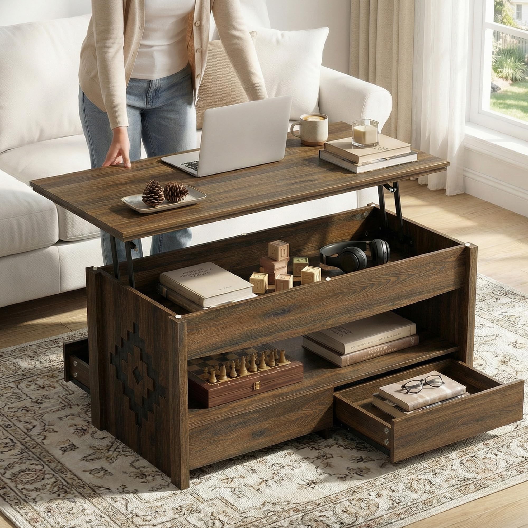 Amazon.com: nesture. Lift Top Coffee Table with Hidden Storage, 2